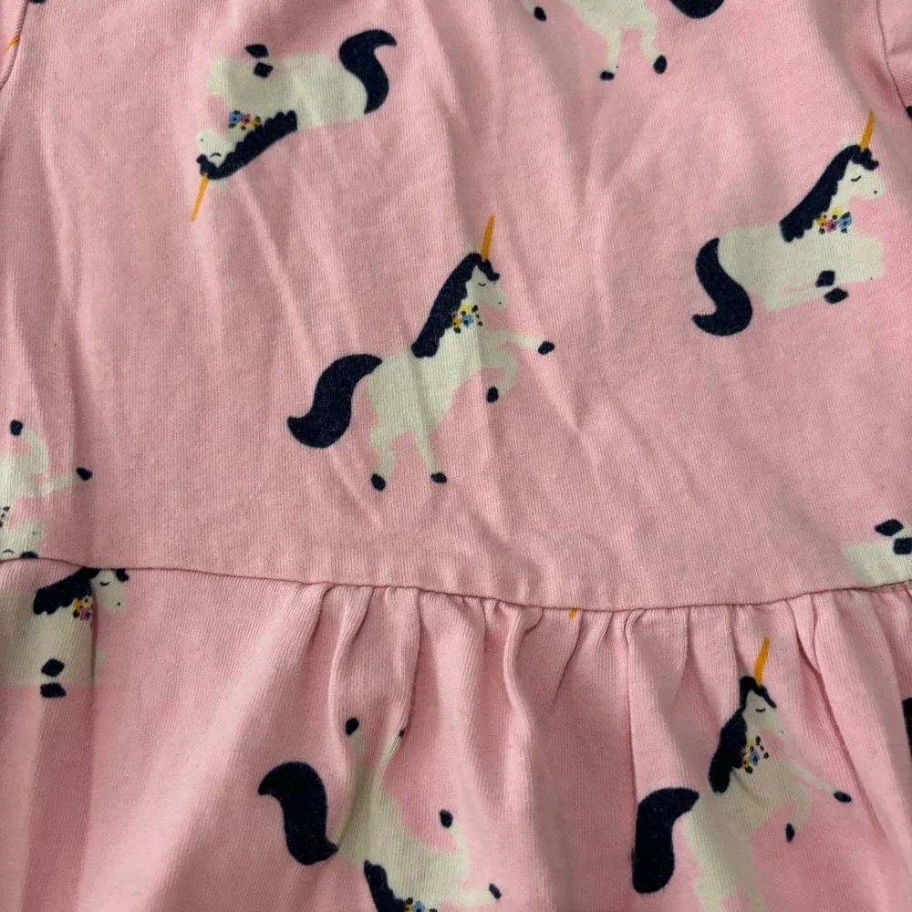 Hanna Andersson Girls Unicorn Dress Lot 2 Pack Navy Pink Long Sleeve 120 US 6-7